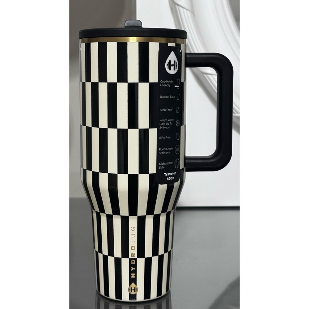 HydroJug Black and White Checkered Thermos